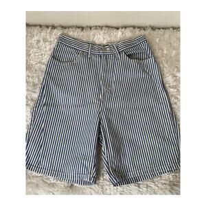 Vintage High Waist Blue Striped Jean Shorts 29" waist Fisherman Core
